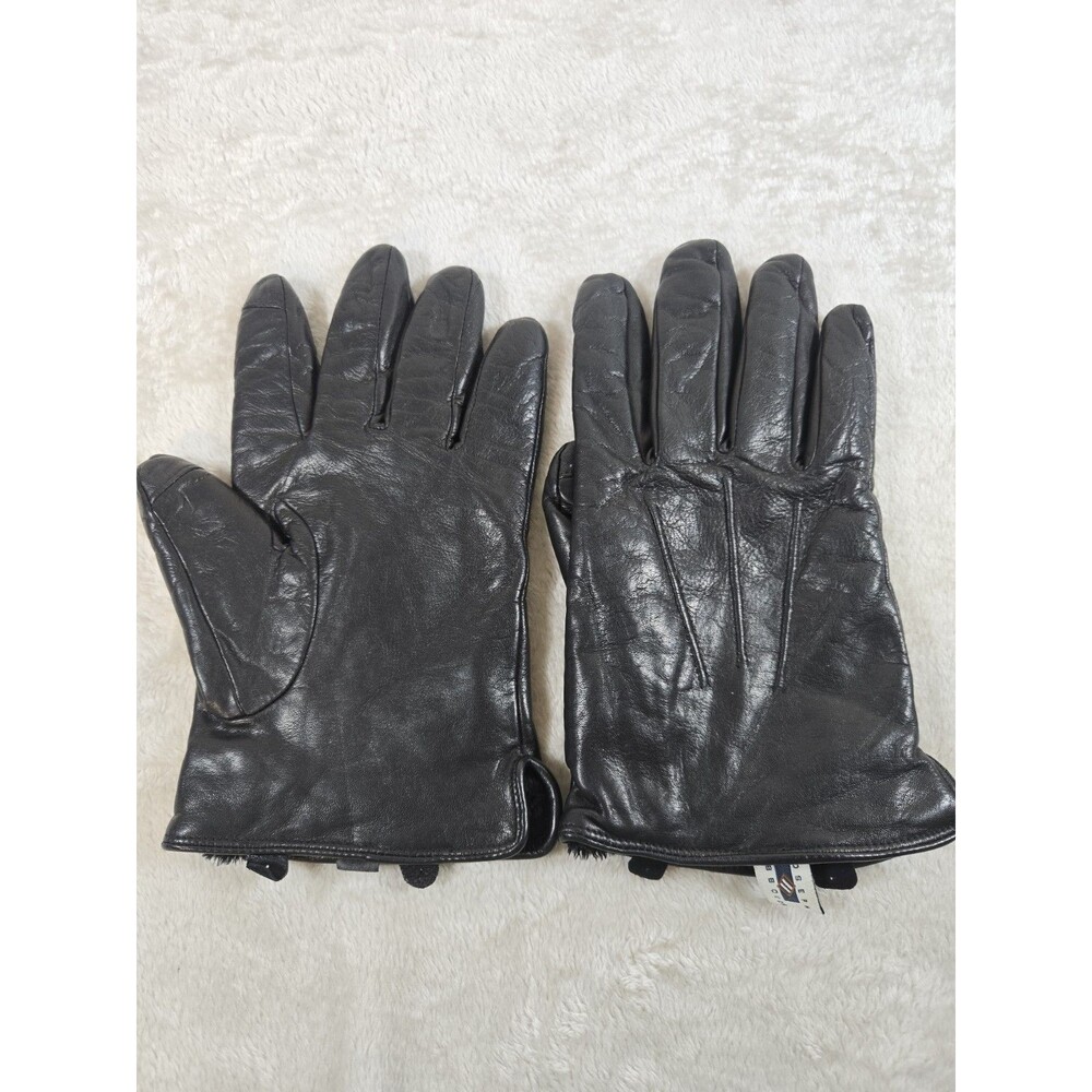 Joseph Abboud Men's Leather Dress Gloves – Black Polyester Fleece Lined